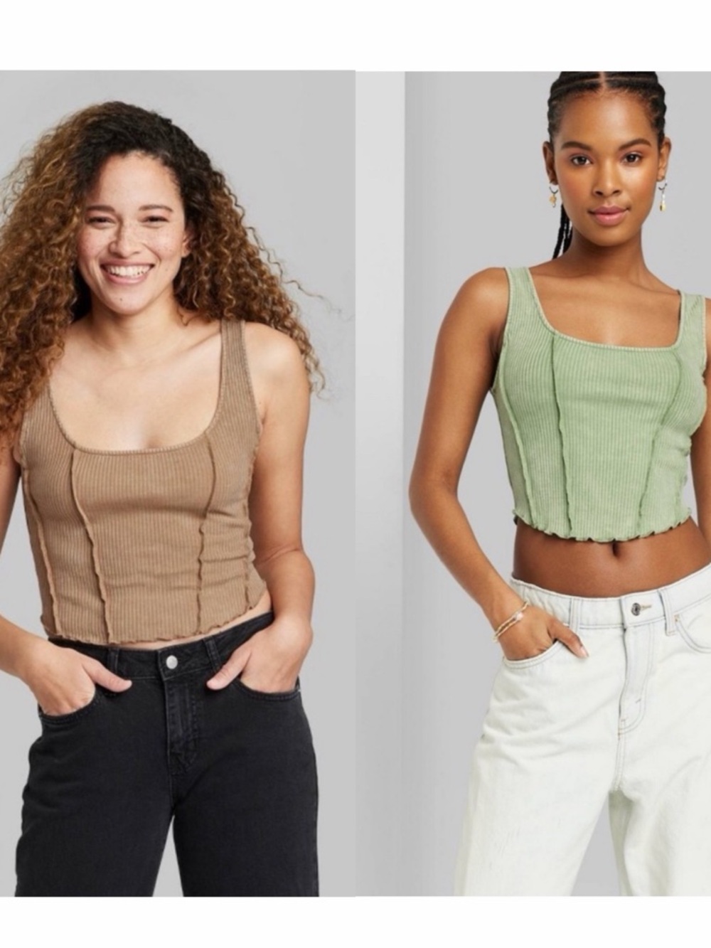 Set of two Wild Fable Fitted Corset Tank Top